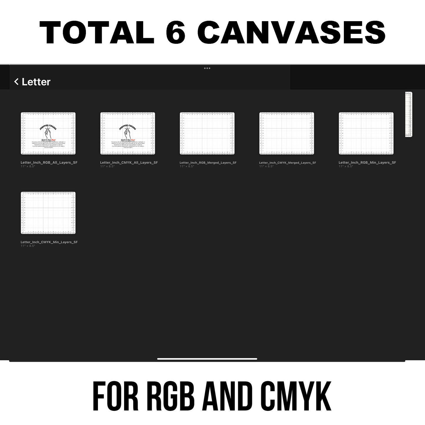 Bundle For Cm & Inch Procreate Ruler Grid Canvases | 22 brushes, 24 brushes RGB, CMYK, (Letter size, A4 for Cm, Letter for Inch) - snappingfingers_shop