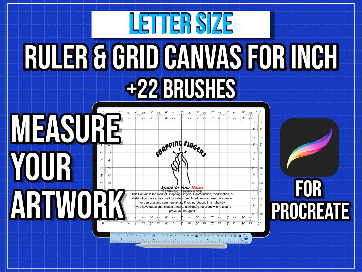 Bundle Set of index Card size, A5, Letter, Legal, Tabloid Sizes Procreate Rulers & Grid Canvases | For Inches for Illustrators Digital Art and Tattoo - snappingfingers_shop
