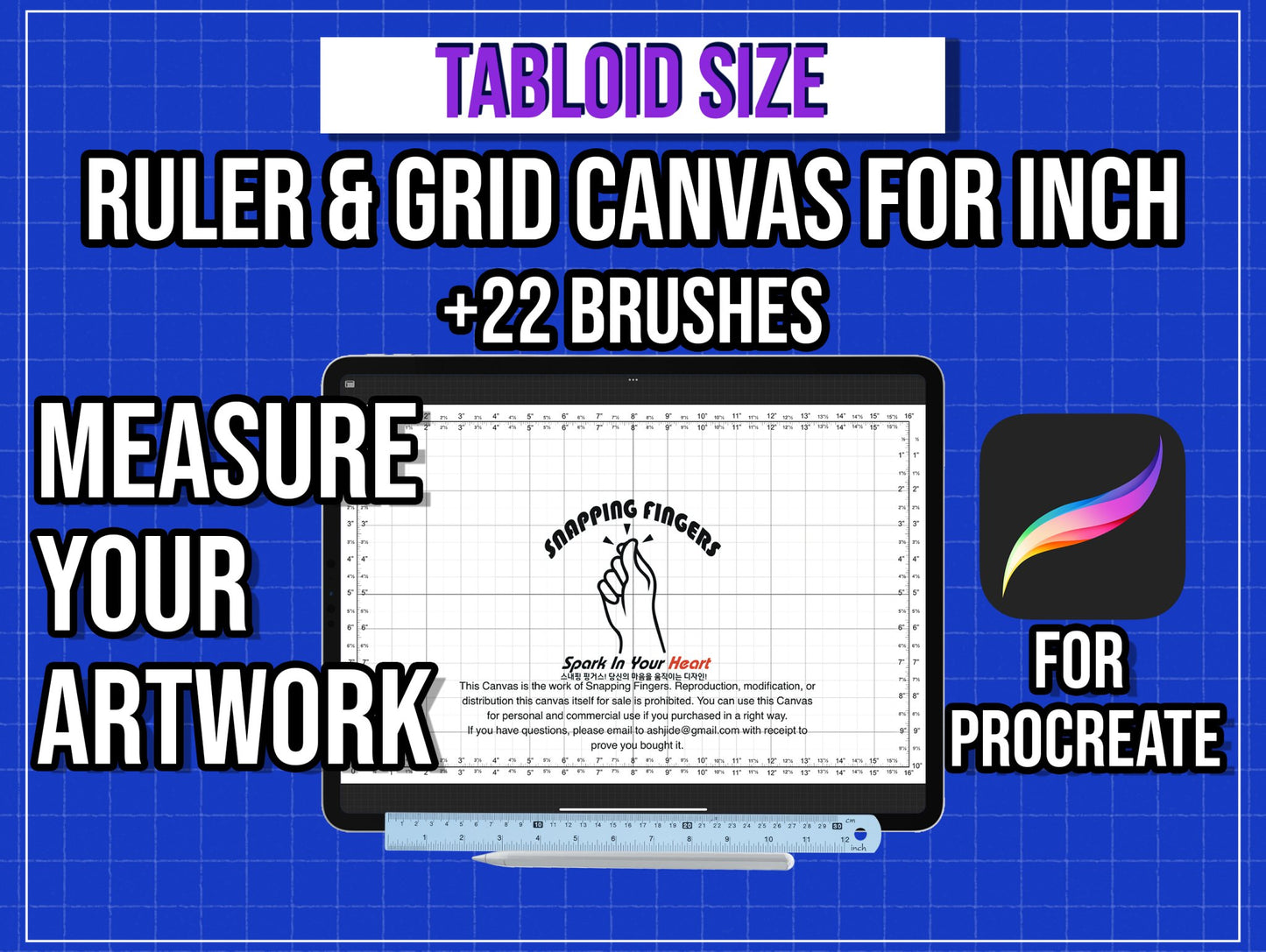 Bundle Set of index Card size, A5, Letter, Legal, Tabloid Sizes Procreate Rulers & Grid Canvases | For Inches for Illustrators Digital Art and Tattoo - snappingfingers_shop