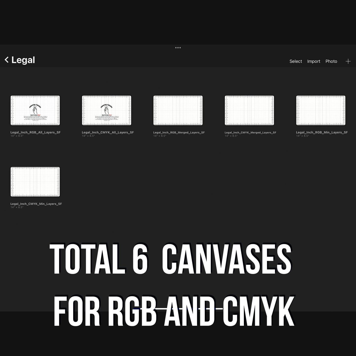 Legal Size Procreate Ruler & Grid Canvas | in Inches with 22 High - Quality Brushes for Professional Illustration, Design, and Tattoo Artwork - snappingfingers_shop