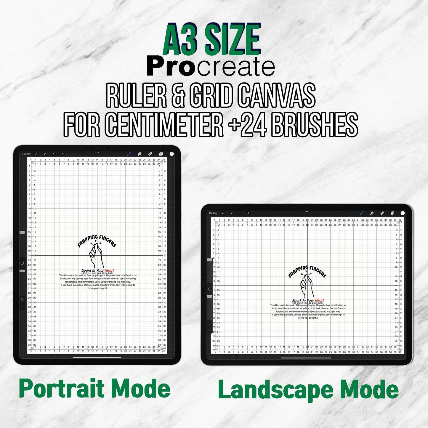 A3 Size Procreate Ruler & Grid Canvas | For Centimeters with 24 Versatile Brushes for Graphic Design, Illustration, and Sketching - snappingfingers_shop