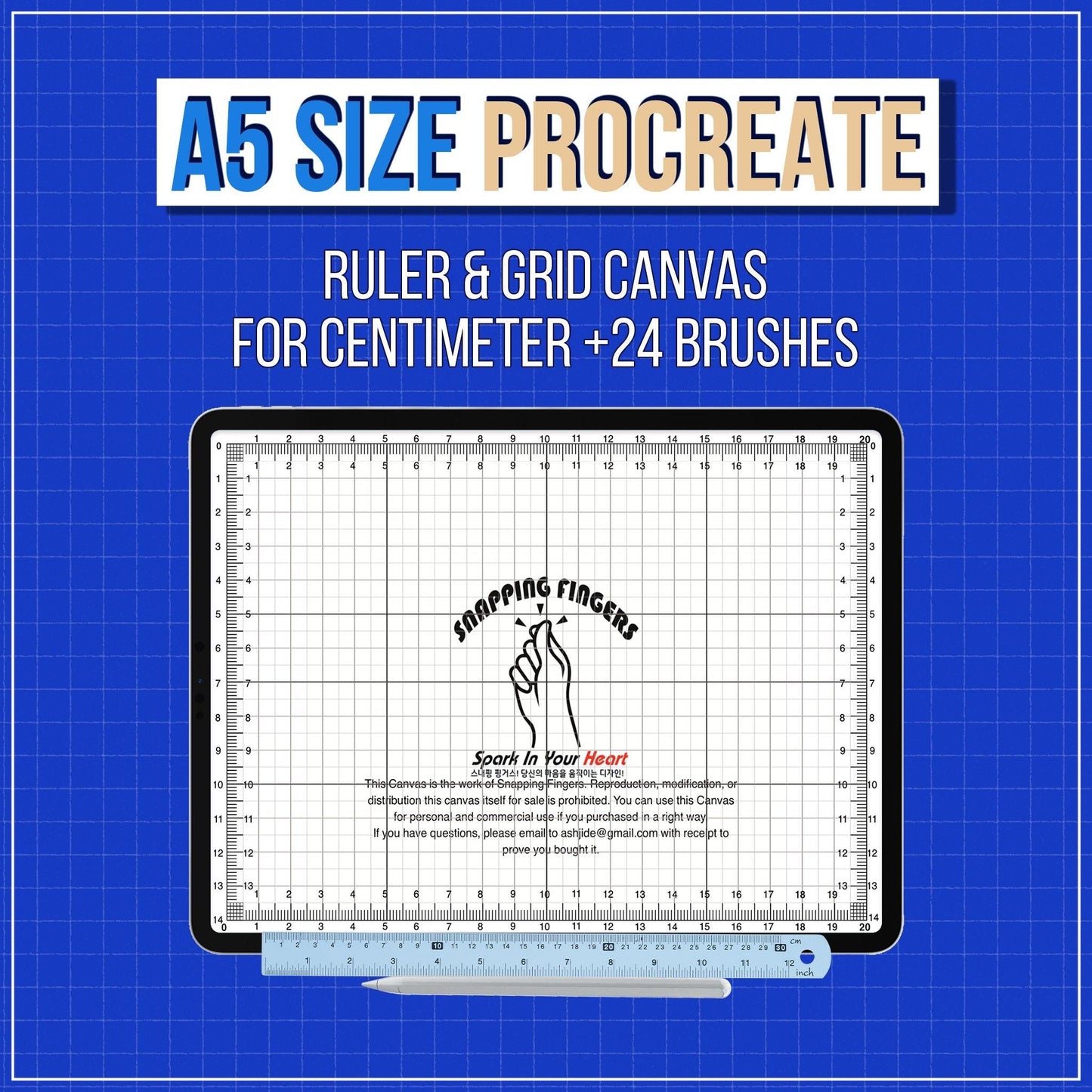 Bundle Set of A5, A4, A3, A2 and Letter Sizes Procreate Rulers & Grid Canvases | For Centimeters for Illustrators Digital Art Collection - snappingfingers_shop