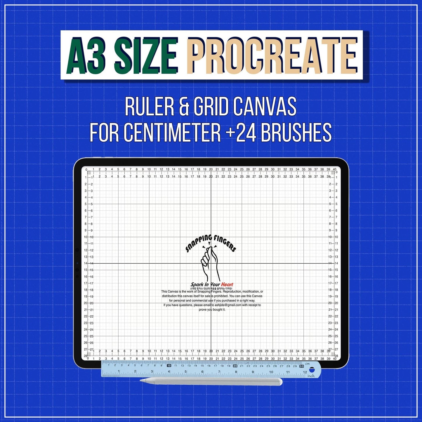 Bundle Set of A5, A4, A3, A2 and Letter Sizes Procreate Rulers & Grid Canvases | For Centimeters for Illustrators Digital Art Collection - snappingfingers_shop