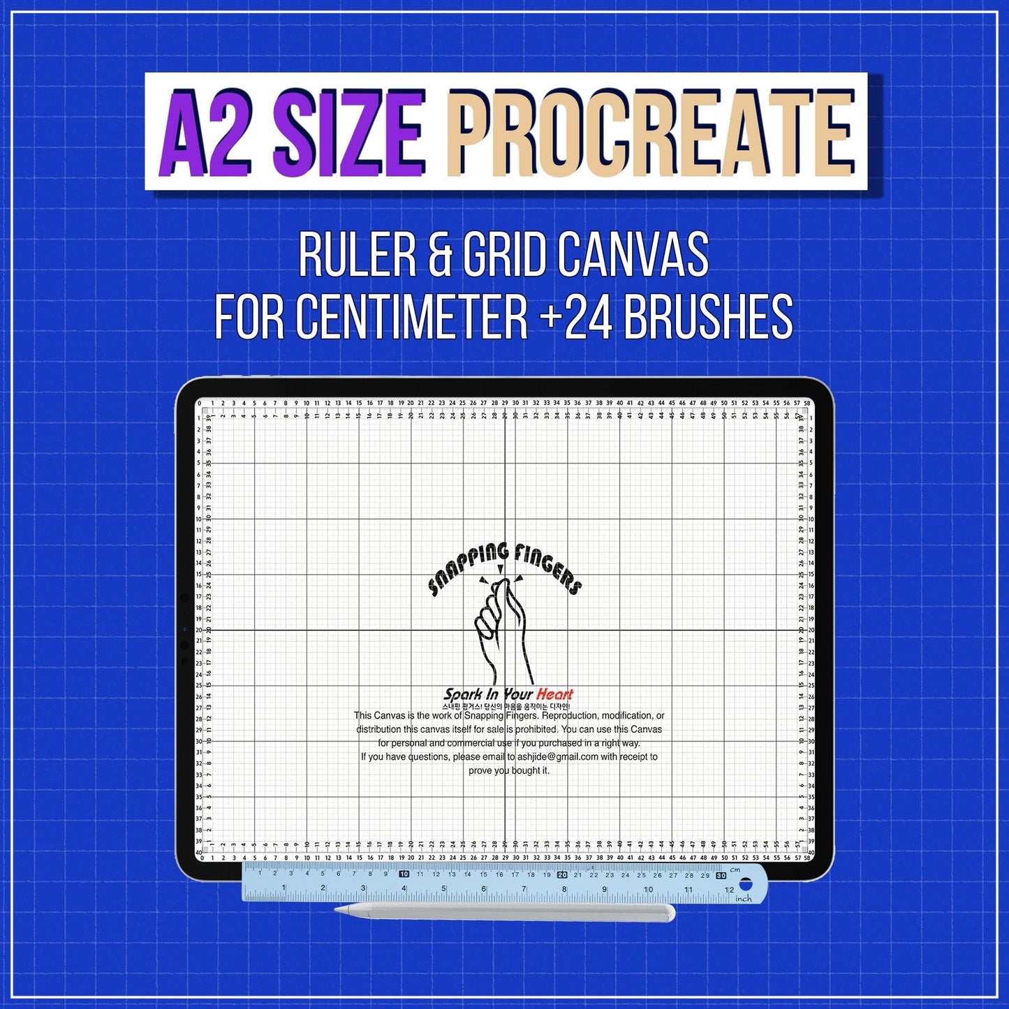 Bundle Set of A5, A4, A3, A2 and Letter Sizes Procreate Rulers & Grid Canvases | For Centimeters for Illustrators Digital Art Collection - snappingfingers_shop