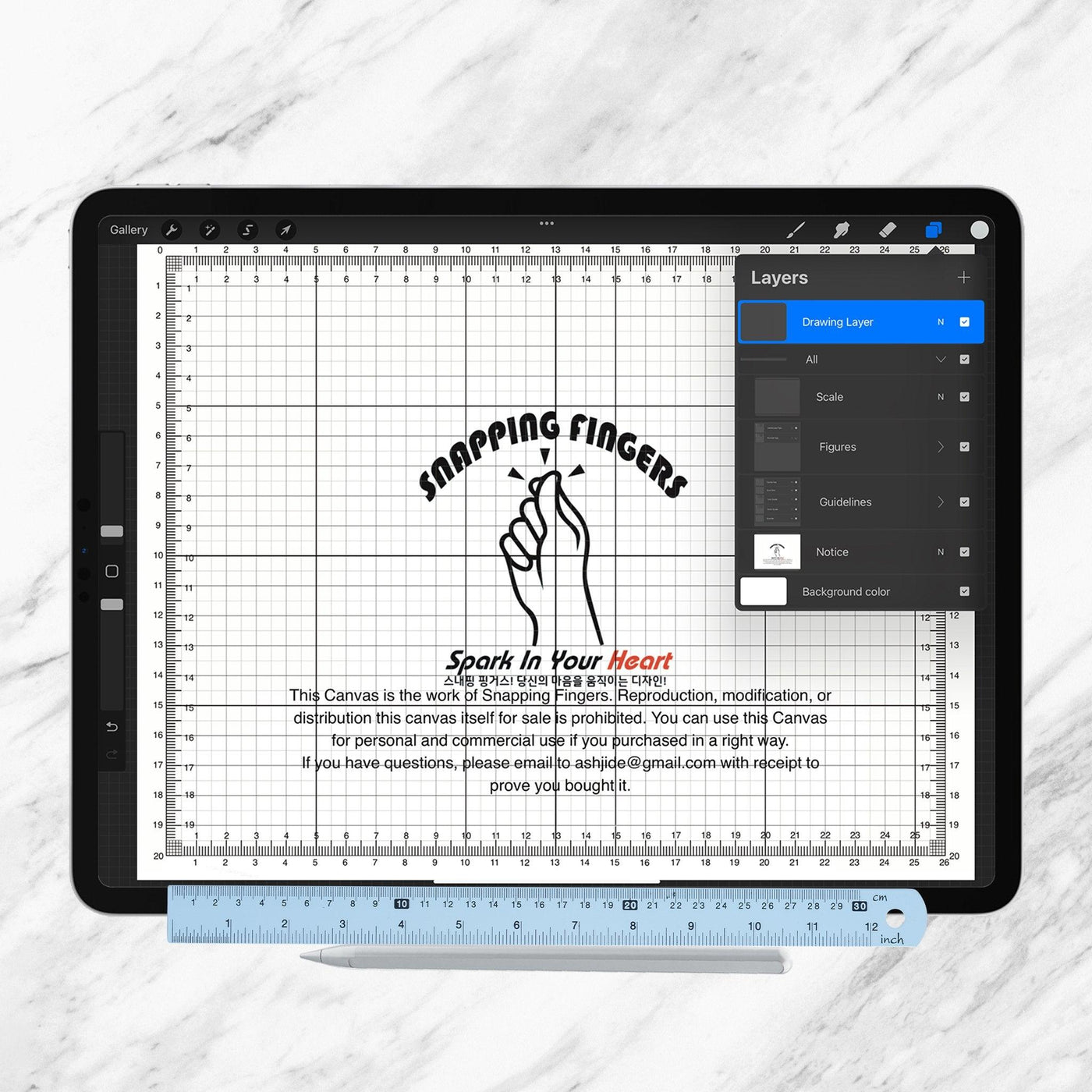Bundle For Cm & Inch Procreate Ruler Grid Canvases | 22 brushes, 24 br ...