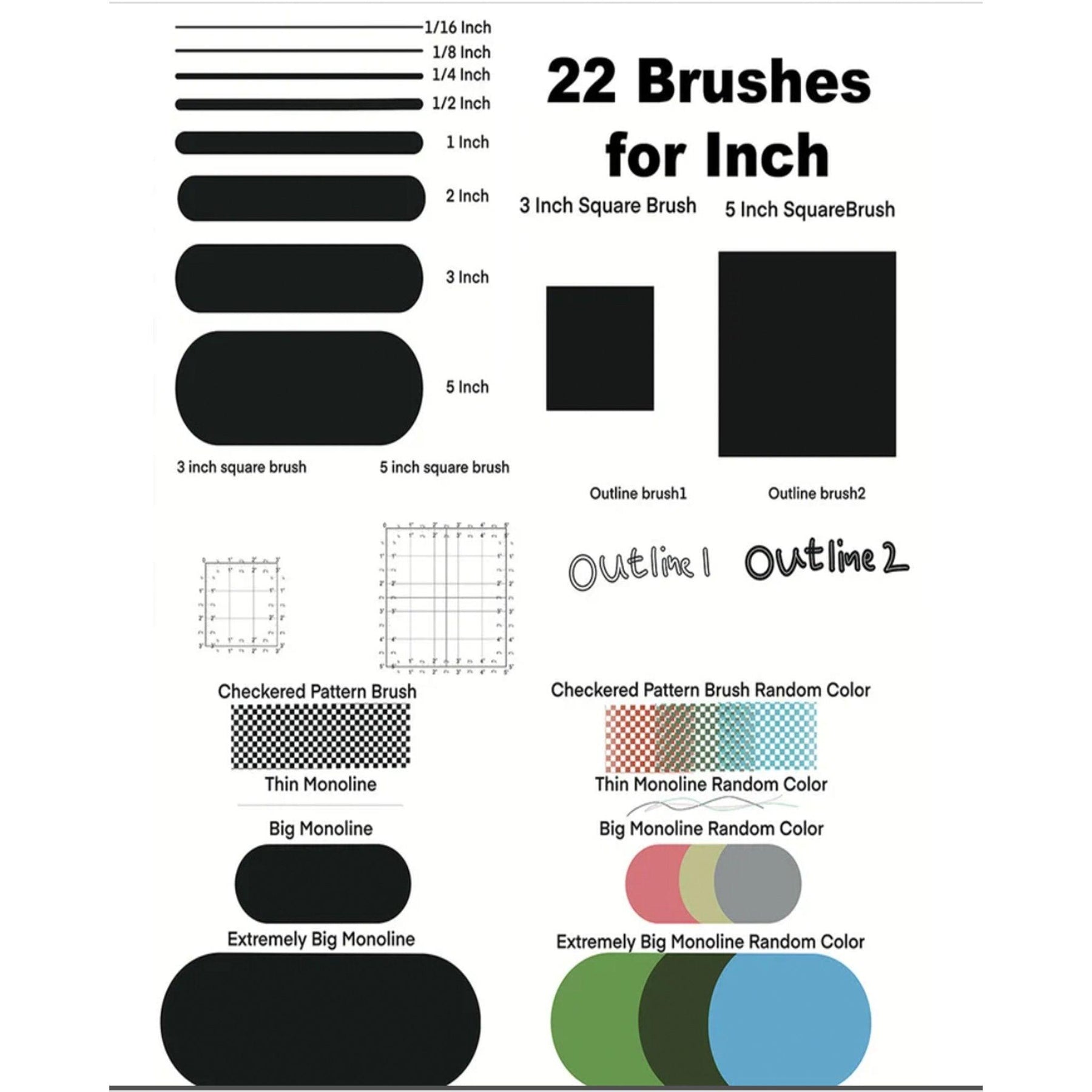 Bundle For Cm & Inch Procreate Ruler Grid Canvases 22 brushes, 24 br