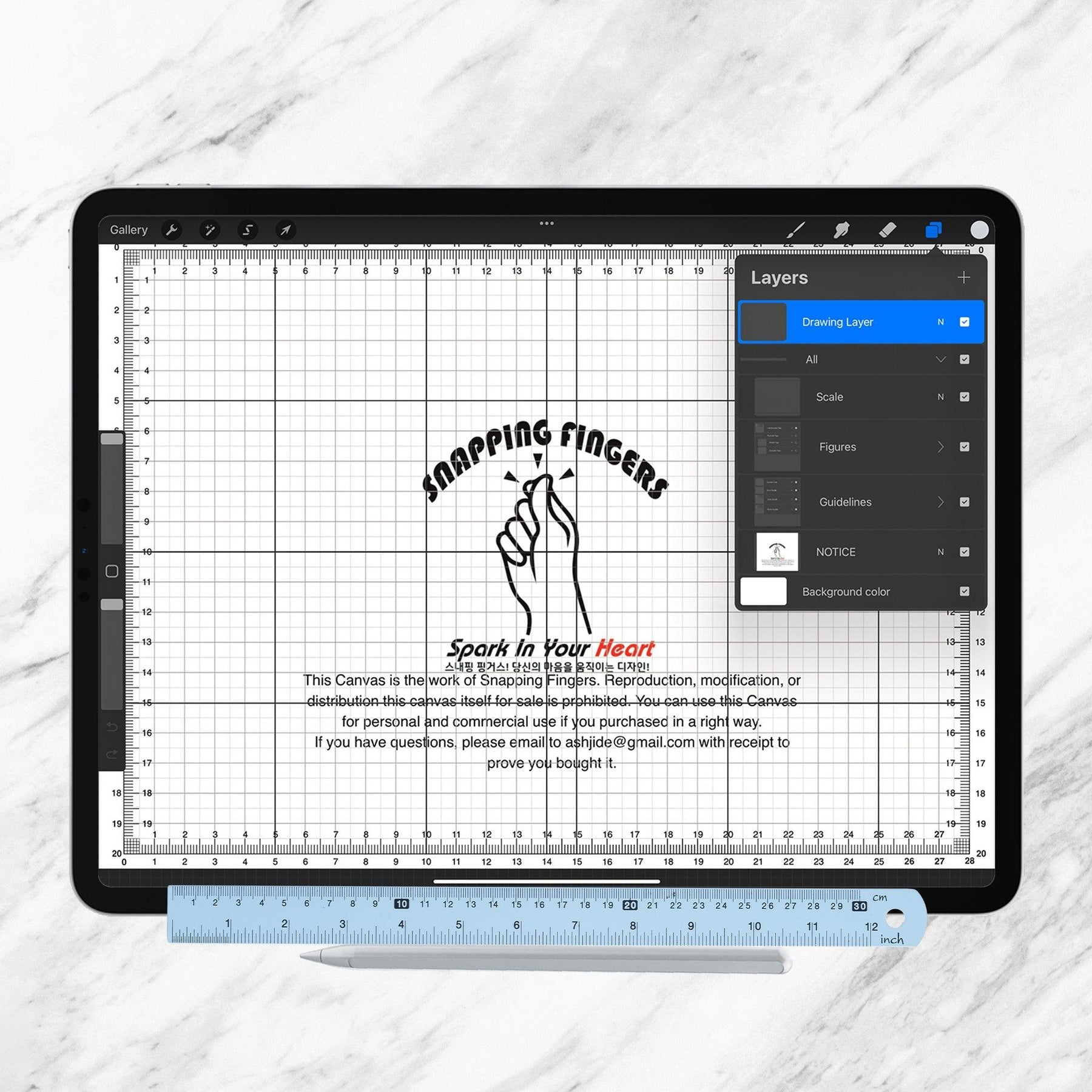 Bundle For Cm & Inch Procreate Ruler Grid Canvases | 22 brushes, 24 br ...