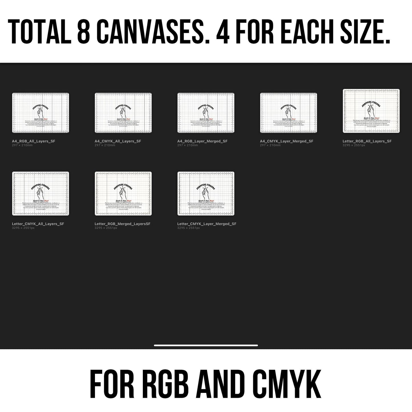 Bundle For Cm & Inch Procreate Ruler Grid Canvases | 22 brushes, 24 brushes RGB, CMYK, (Letter size, A4 for Cm, Letter for Inch) - snappingfingers_shop