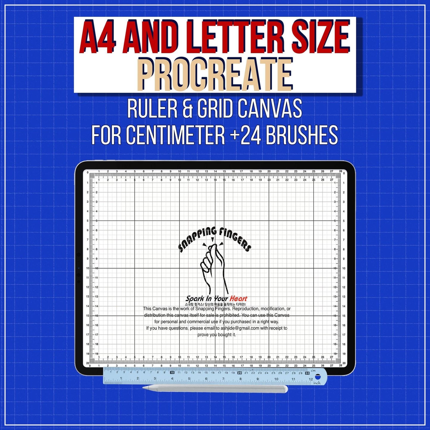 Bundle Set of A5, A4, A3, A2 and Letter Sizes Procreate Rulers & Grid Canvases | For Centimeters for Illustrators Digital Art Collection - snappingfingers_shop