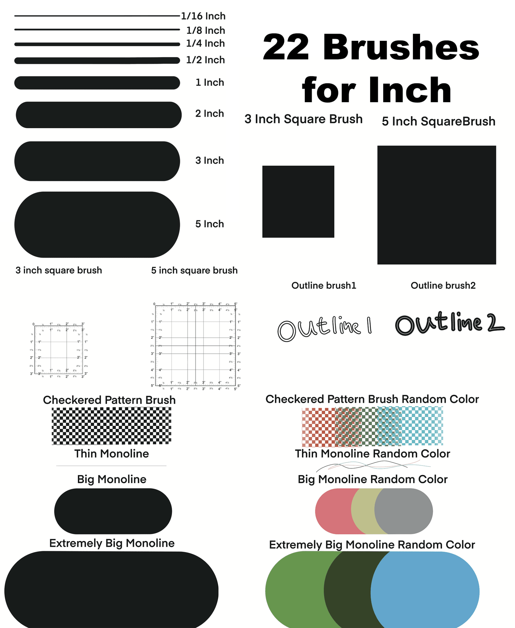 Letter size Procreate Ruler & Grid Canvas | For Inches with 22 Brushes for Illustration and Design Projects - snappingfingers_shop